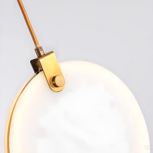 Hiện đại hình phòng khách trang trí nội thất đá cẩm thạch sang trọng LED Brass Ống Trần tùy chỉnh ánh sáng mặt dây chuyền trắng Alabaster đèn chùm - Product Image 6