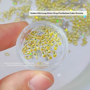 Bijoux pour ongles en zircon <span class=keywords><strong>goutte</strong></span> <span class=keywords><strong>d</strong></span>'<span class=keywords><strong>eau</strong></span> dorée, automne-hiver, mini bord inversé scintillant, fond plat long, perceuse à ongles - Product Image 4