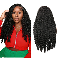 Perruque mi-tête en cheveux humains Remy birmans, personnalisée en usine, sans colle, sans couture, avec cordon de serrage, couleur naturelle, densité 200%