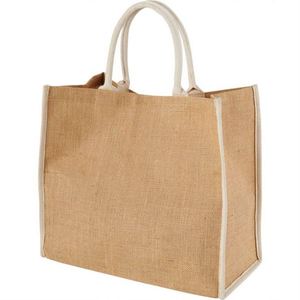 2023 Popular Reusable Women's Jute & Canvas Tote Bags Custom Wholesale for Beach Shopping and Travel - Product Image 1