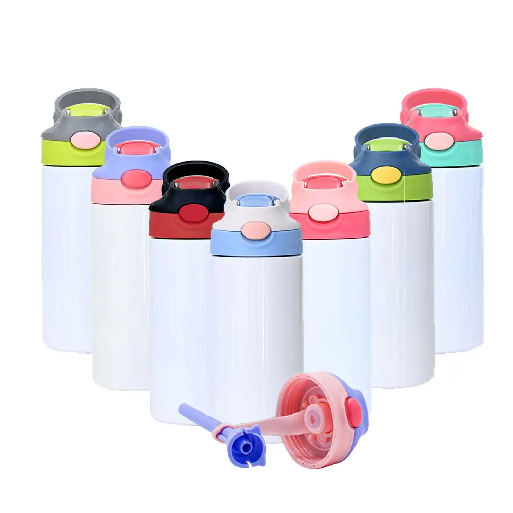 360 ml 12 oz Double Insulated Stainless Steel Kids Flip Top Tumbler straight Blank Child Sublimation Sippy Water Bottle