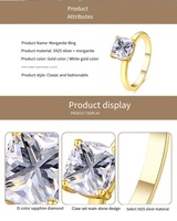 Perhiasan Hadiah Ulang Tahun Ibu Perak 925 Berlapis Rhodium, Set Cincin Moissanite Potongan Cushion & Asscher untuk IBU
