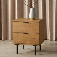 Fourniture d'usine 3 pièces ensemble de chambre à coucher en MDF avec commode coffre table de chevet finition chêne poignées en laiton antique durables