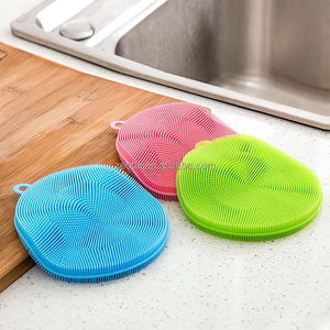 Hot Sale Newly Anti-bacterial <b>Round</b> Silicone Sponge Kitchen Clean <b>Brush</b> Silicone Dish Scrub for Dishwashing - Product Image 2