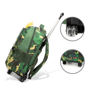Sac à dos à roulettes scolaire unisexe personnalisable de haute qualité en polyester 600D imprimé sérigraphié camouflage, ensemble de 3 pièces avec roues - Product Image 6