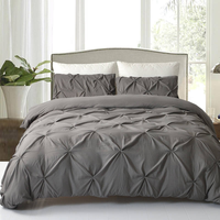 Vente flash, couvre-lit de luxe en microfibre 100% polyester, plissé à fleurs, froncé, pour lit queen, ensemble de housse de couette 4 pièces, pour la maison