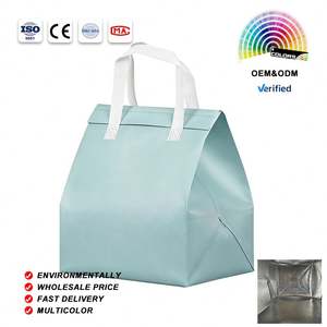 Sac isotherme pliable et robuste bleu imperméable pour le déjeuner et la plage, réutilisable, pour la livraison de repas - Product Image 1