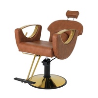 Meubles de salon de coiffure brun doré chaise de salon de coiffure en cuir pour barbier