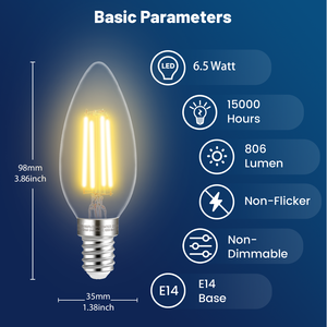 Bombilla LED tipo vela B11 C35 de 6.5W, alta calidad, color dorado esmerilado, luz decorativa, base E14 E27, 220V, CE Europa, embalaje personalizado - Product Image 3