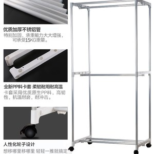 Stainless Steel Clothing Organizer Rack With Wheels And Pp Clips For Indoor Use - Product Image 2