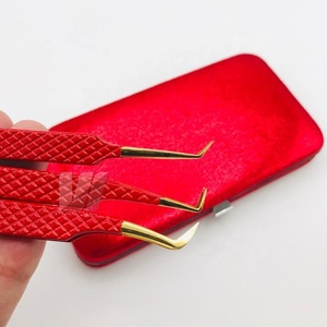 แหนบต่อขนตาสแตนเลสแบบปลายแหลมสีแดงทองแหนบปลายแหลมปรับแต่งโลโก้ได้ตามต้องการแบบญี่ปุ่น - Product Image 6