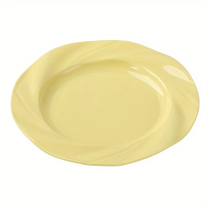 Plato de Cena Estilo Crema con Borde Festoneado Floral, Plato Redondo de Melamina Colorido para Ensalada, para Uso en el Hogar, Cocina, Restaurante y Fiestas - Product Image 1
