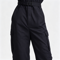 Combinaison de travail bleu marine pour femme, style pompier, avec badge, taille ajustable, coupe ample et ajustée, multi-poches
