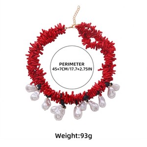 <span class=keywords><strong>Collana</strong></span> Bohémien Fatta a Mano Multistrato con Ciondolo a Ramo d'Albero Rosso e <span class=keywords><strong>Perle</strong></span> per Donne, Gioiello Estivo da Spiaggia - Product Image 6