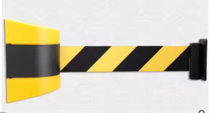 Barrière de sécurité murale rétractable pour le contrôle des foules, solution adhésive temporaire en plastique et nylon, noir/rouge/jaune - Product Image 2