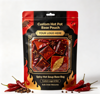 Sachet refermable personnalisé avec fenêtre transparente pour base de fondue, étiquette privée, emballage pour base de soupe épicée