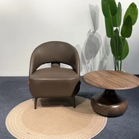 Fauteuil d'appoint nordique 8130 à dossier creux en cuir PU, fauteuil individuel pour salon, chambre à coucher, fauteuil de loisirs