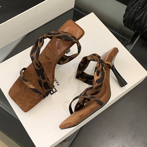 Sandals Square Toe Retro Suede Summer Temperament Outdoor Shoes Women's Summer New Style Slippers - Product Image 1