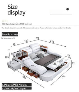 เตียงทาทามิห้องนอนใหญ่ เตียงหนังนวดแบบเรียบง่ายทันสมัย เตียงคู่อัจฉริยะอเนกประสงค์พร้อมที่เก็บของ เตียงหนังศิลปะสำหรับงานแต่งงาน - Product Image 4