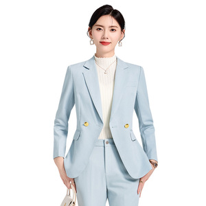 Women's Suit <b>Set</b> Burgundy Double Breasted Blazer Pants <b>Office</b> Lady Autumn Anti-Wrinkle Polyester Full Sleeve - Product Image 5