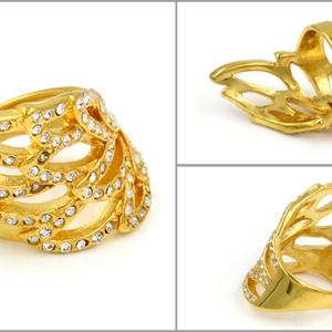 Nouvelles bagues en acier inoxydable doré et diamants de luxe pour adolescents, bijoux - Product Image 3