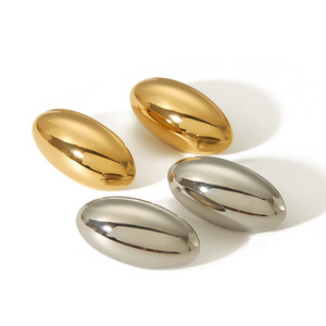 Oval Stainless Steel <b>Stud</b> Earrings Gold <b>Silver</b> Color For Women Fashion Gift Jewelry TE6658 - Product Image 5