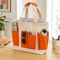 Flying Whale Mehrzweck-Canvas-Tragetasche mit vielen Taschen, Organizer, Außentaschen, Griff, für Lehrer, Arbeit, Büro, individuelles Logo, OEM