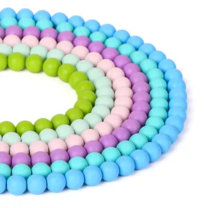 Manik-manik Silikon Bebas BPA 9Mm 10Mm 15Mm Manik-manik Anak-anak Mainan Perhiasan Manik-manik
