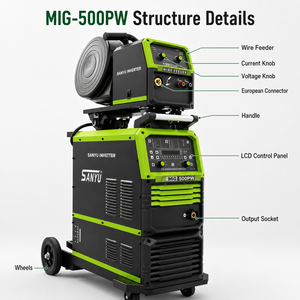 Soudeuse MIG industrielle à double impulsion 500A, 380V, machine à souder à l'arc à inverter avec alimentation externe en fil pour aluminium et acier inoxydable - Product Image 2
