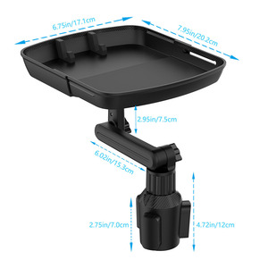 Portavasos Giratorio de 360 Grados con Bandeja para Alimentos, Base Expandible, Portavasos con Soporte para Teléfono Móvil - Product Image 4