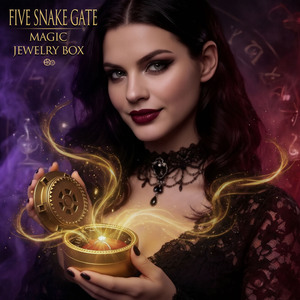Boîte à bijoux magique à cinq serpents rotatifs, nouveauté tendance, couleurs or/argent, coffret cadeau pour mariage et Noël - Product Image 2