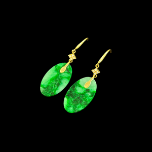 Pendientes de Jadeíta Birmana Natural de Grado A, Forma Ovalada, Pendientes de Jade de Alta Calidad para Mujer, Joyería de Jadeíta Birmana con Certificado - Product Image 2