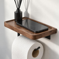 Toilettenpapierhalter mit Holzablage Walnuss Wandmontage Badezimmer-Taschentuch-Organizer für Kleine Räume Wohnmobil Gästetoilette