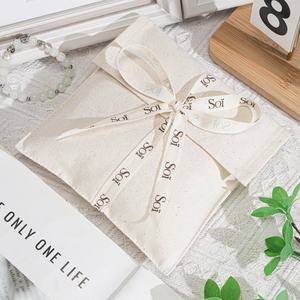 Sac de rangement pour vêtements de bébé en toile de coton réutilisable avec ruban, sac à poussière en coton imprimé à l'écran personnalisé - Product Image 5