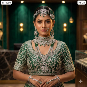 Elegant High Quality Gold Plated Bridal Engagement Wedding Anniversary Party Gift Ethnic Fashion Rhodium Plated Choker <b>Set</b> - Product Image 2