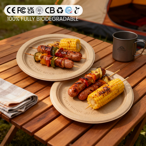 Platos de Comida Biodegradables Resistentes al Calor, Hechos de Cáscara de Arroz, Platos Desechables de Grado Alimenticio para Catering Institucional - Product Image 2