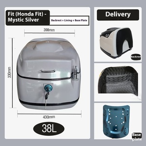 Boîte à bagages moderne SYM Feidu Motorcycles, en plastique et métal durables, grande capacité et dossier, plusieurs couleurs disponibles - Product Image 3