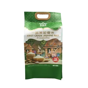 Neueste Reis verpackung Beutel Lagerung Leckage Prävention 2,5 kg 5kg 10kg Reis beutel Stand Up Zip Lock Tasche mit Handgelenks chnalle