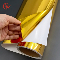 Adhesivo de vinilo autoadhesivo de PVC de Metal dorado/plateado, película de rollo de alta resistencia ecológica para plotters de corte para logotipo de muebles