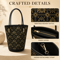 Mini sac à main en tissu tissé artisanal pour femme avec poignée supérieure structurée, quincaillerie métallique raffinée, bandoulière amovible