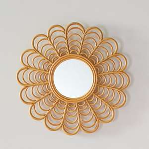 Handcrafted Flower Shaped <b>Rattan</b> <b>Mirror</b> Natural <b>Rattan</b> <b>Mirror</b> for Kids Room and Nursery Decor Wall Hanging <b>Mirror</b> Decoration - Product Image 5