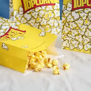 Groothandel Aangepaste Print Logo Mini Kleine Maat Bruine Was Papier Plastic Popcorn Verpakking Zakken Voor Donut En Popcorn