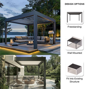 Cubierta de <span class=keywords><strong>toldo</strong></span> bioclimático de diseño moderno SINGOTec, techo de Louvre impermeable, pérgola de aluminio personalizable con puerta corredera de vidrio - Product Image 4