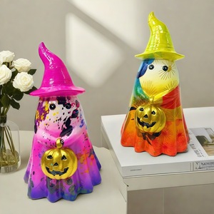 Figurine d'artisanat en résine de citrouille portable Ghost - Ornement artistique sculpté pour la maison et le bureau à l'occasion d'Halloween - Product Image 2