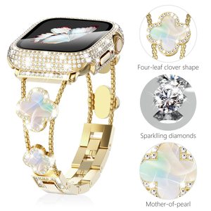 Joyería de mujer Diamante de imitación Oro Correa de metal de acero inoxidable para <span class=keywords><strong>Apple</strong></span> <span class=keywords><strong>Watch</strong></span> Band 38 40 41 <span class=keywords><strong>Mm</strong></span> Iwatch Ultra <span class=keywords><strong>Se</strong></span> 9 8 Pulsera - Product Image 4
