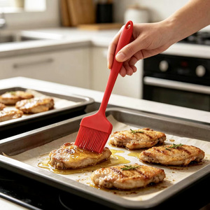Silicone Oil Brush Long Handle Heat Resistance For <b>BBQ</b> Baking Cooking Tool - Product Image 1