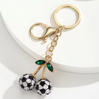 Porte-clés en strass et cristal, breloque de sac en forme de ballon de sport (basketball, football, baseball) pour sac à main, sac à dos, cadeau
