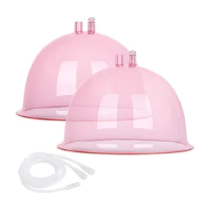 Een Paar 210Mm Roze Borstbil Vorm Cups Zuignap Hijs Cups Vacuüm Cupping Machine Accessoires Met Y Slang