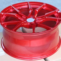 Elegante Llanta de Aleación Forjada de Diez Radios Angulares en Rojo Brillante, Diseño Cóncavo Duradero, Ajuste Personalizado para Vehículos de Pasajeros, Reequipamiento para Conducción Urbana