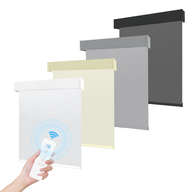 No-Drill No Tools High Quality Office Window Shades - Motorized Roller Blinds with WiFi/Google/Tuya Control, Smart Blackout